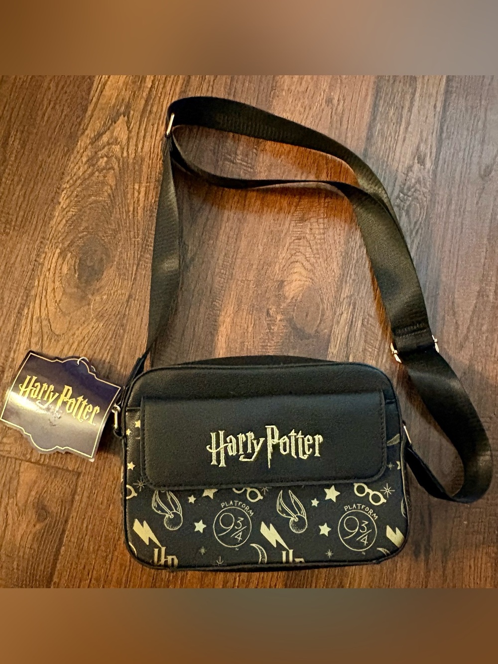 NEW w Tags Primark HARRY POTTER Black & Gold Camera Crossbody Shoulder Bag Purse